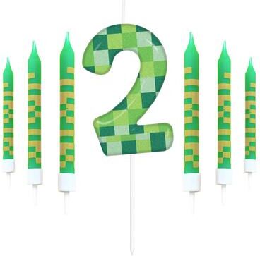 Uplifted Goods Pixelated Gamer Theme Birthday Candle Set 2