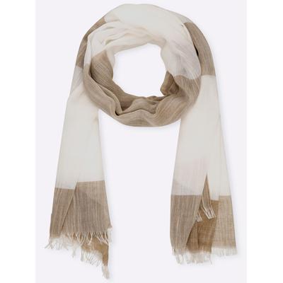 Modeschal HEINE, Damen, beige (sesam), Polyester, gemustert, Modetücher