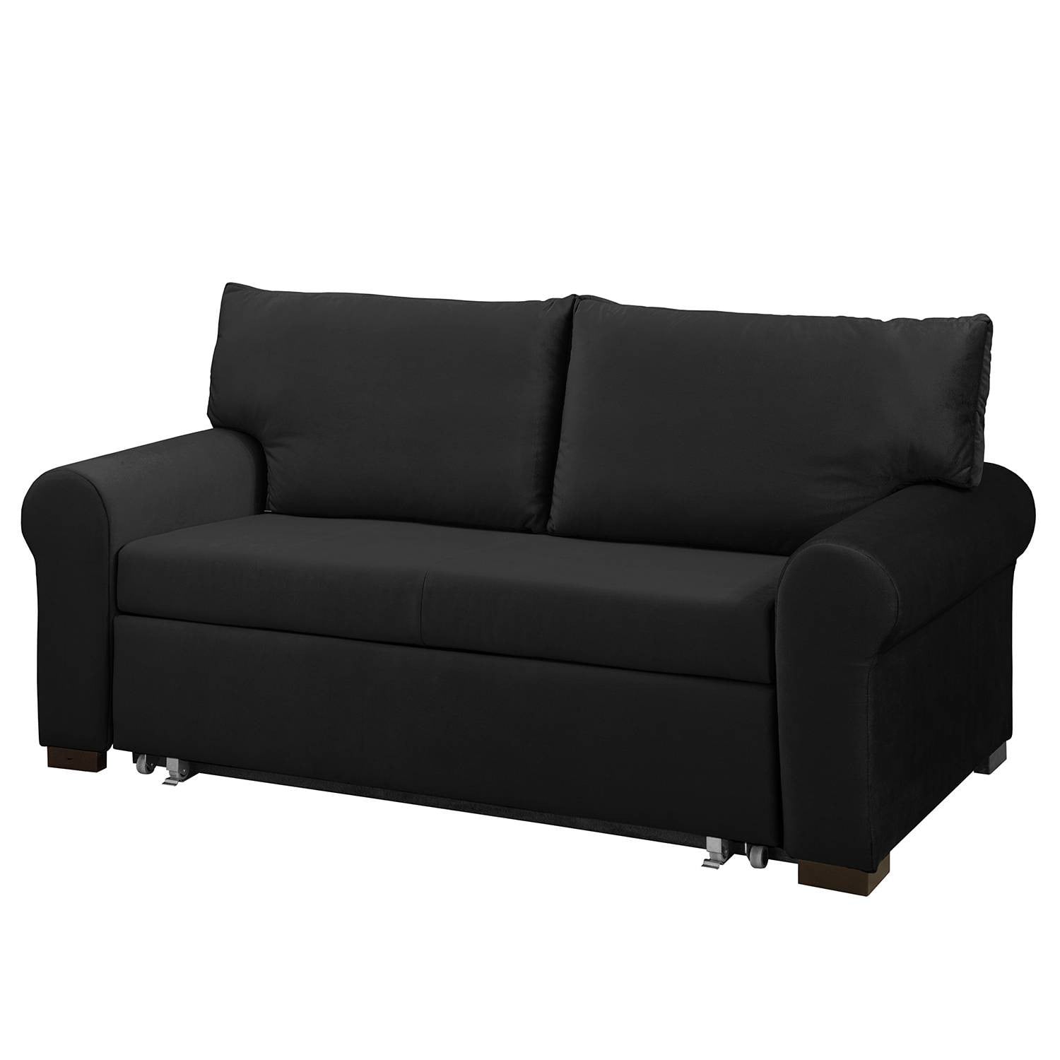 home24 Krysia Slaapbank Country Deluxe zwart/antraciet velours met slaapfunctie