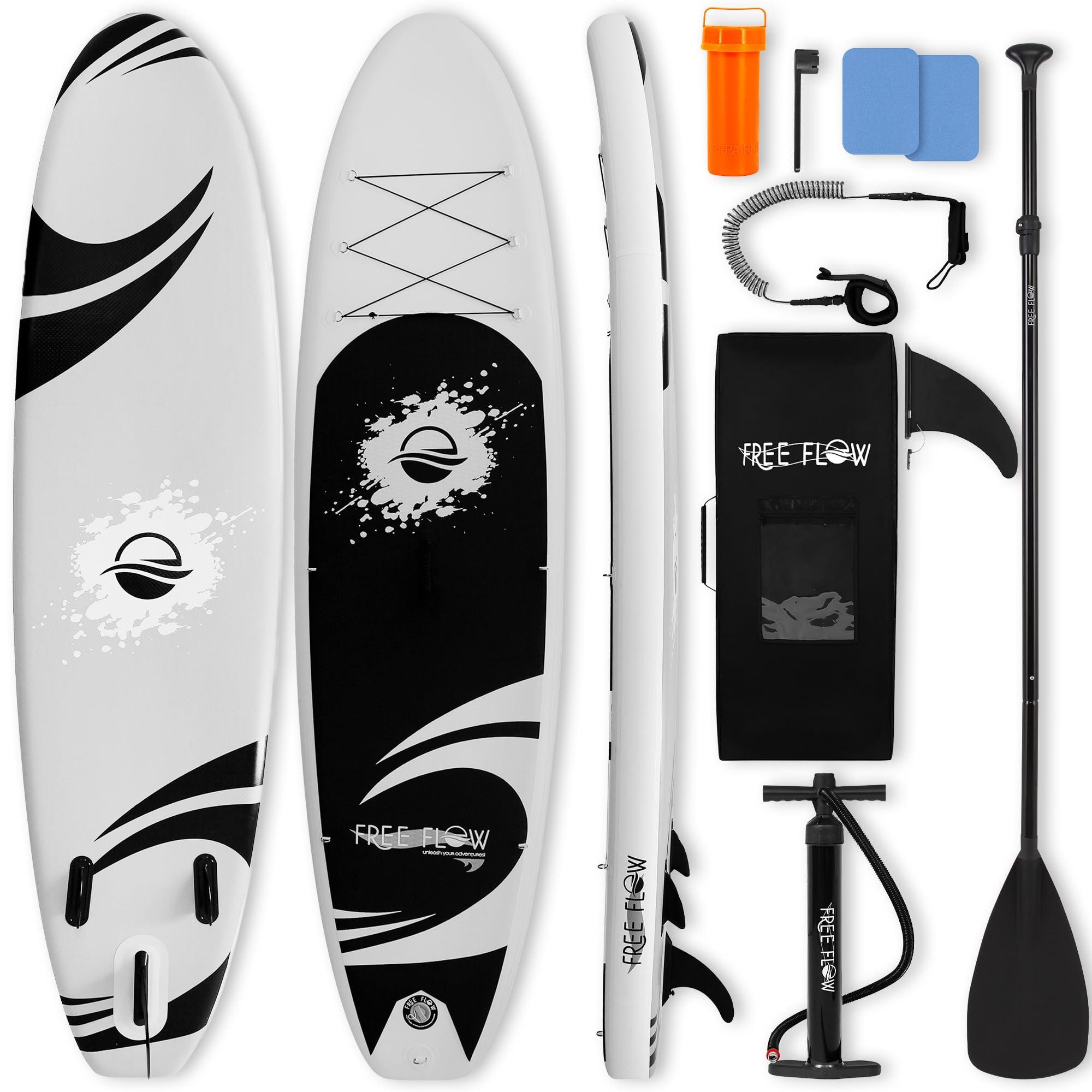 Aufblasbares Stand-Up-Paddleboard (SUP) - 305 x 81 cm - Stabil - Mit Paddel, Pumpe und Leine - Für Erwachsene und Jugendliche