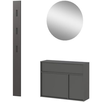 Garderoben-Set GERMANIA "GW-Ameca 2.0", grau (graphit), B:113cm H:200cm T:25cm, Holzwerkstoff, Kastenmöbel-Sets, Garderoben-Set:Mehrzweckschrank und Spiegel