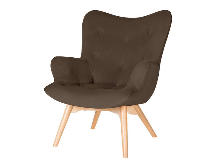 Sessel Braun Samt Vaia ohne Hocker Hellbraun 71 x 90 x 85cm