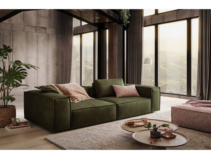 KAWOLA Sofa CARMO, Sofa Couch Leder verschiedene Farben 266x118 cm