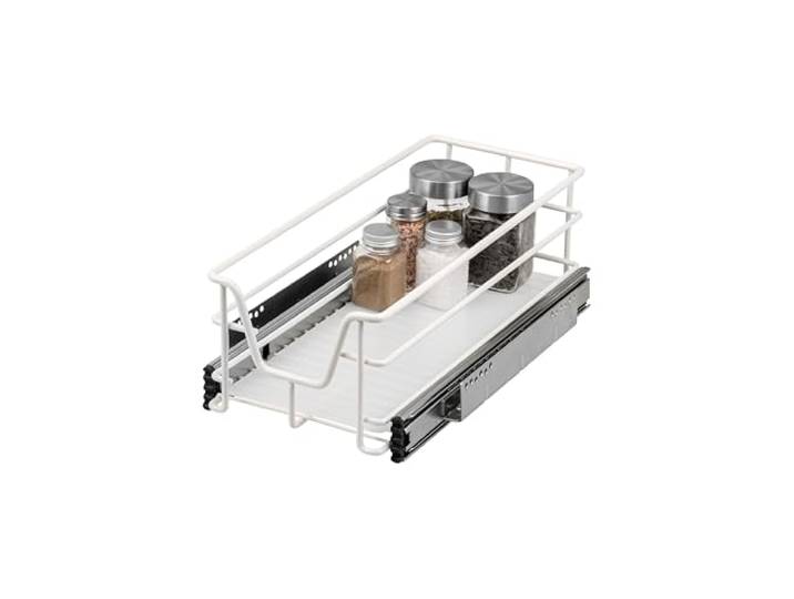 bremermann Teleskopschublade 30 cm mit Einlegeboden, Küchenschublade zum Nachrüsten, Vollauszug mit Teleskop-Schienen, Schrankauszug ideal für Küche, Bad & Schlafzimmer, aus Metall, (Weiß)