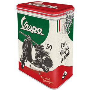 Nostalgic-Art Kaffeedose Vespa The Italian Classic, aus Metall, luftdicht, mit Bügelverschluss, mit Motiv, eckig, 1,3 Liter