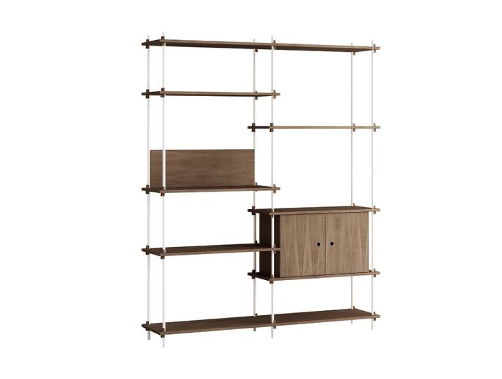 MOEBE Shelving System Regal mit Schrank Räuchereiche-white, 163x200x35 cm, S.200.2.C