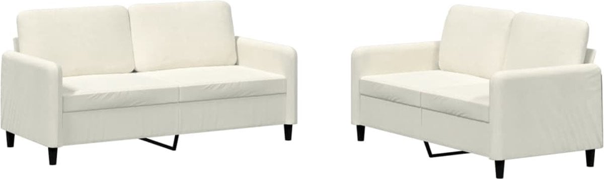 vidaXL 2-delige loungeset in crèmekleurig fluweel
