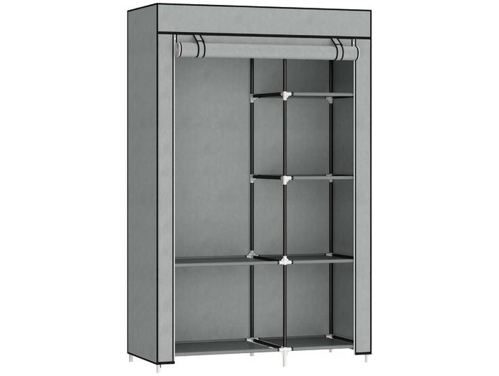 Homcom Kleiderschrank, Stoffschrank, Grau, Metall, 43x162.5x103 cm, Schlafzimmer, Kleiderschränke, Stoffschrank