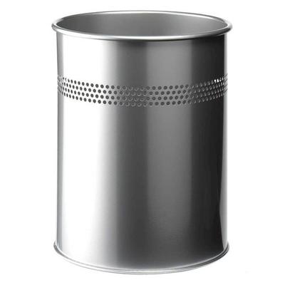 Papierkorb Metall rund 15 Liter, P 30mm, metallic silber