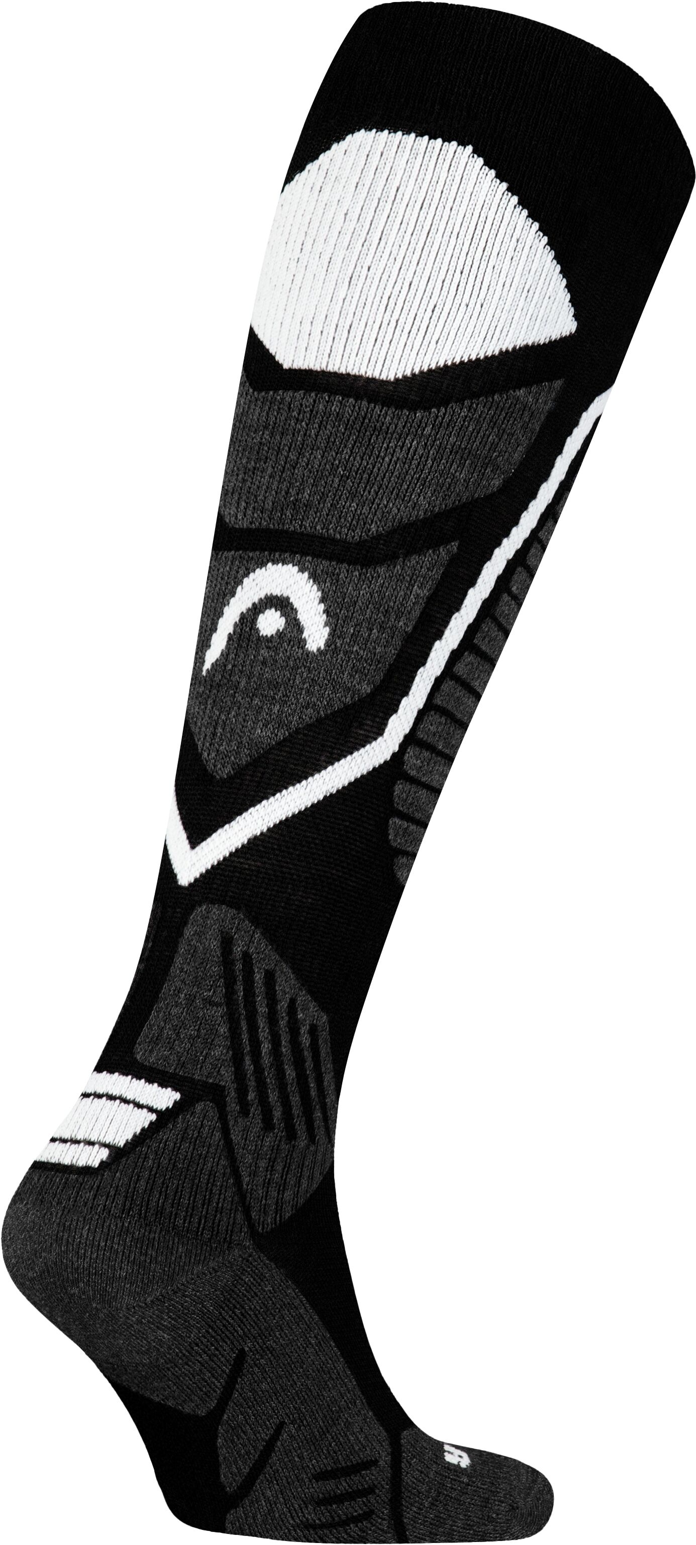 Skistrümpfe HEAD "HEAD SKI PERFORMANCE KNEEHIGH", Gr. 35-38, schwarz-weiß (schwarz, dunkelgrau), Obermaterial: 37% Polyamid, 29% Polyester, 17% Wolle, 17% Polyacryl, Socken Skistrümpfe, Topseller