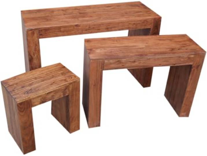 Handgearbeitetes Stuhl- und Tischset im Würfel-Style, R1000, mittel