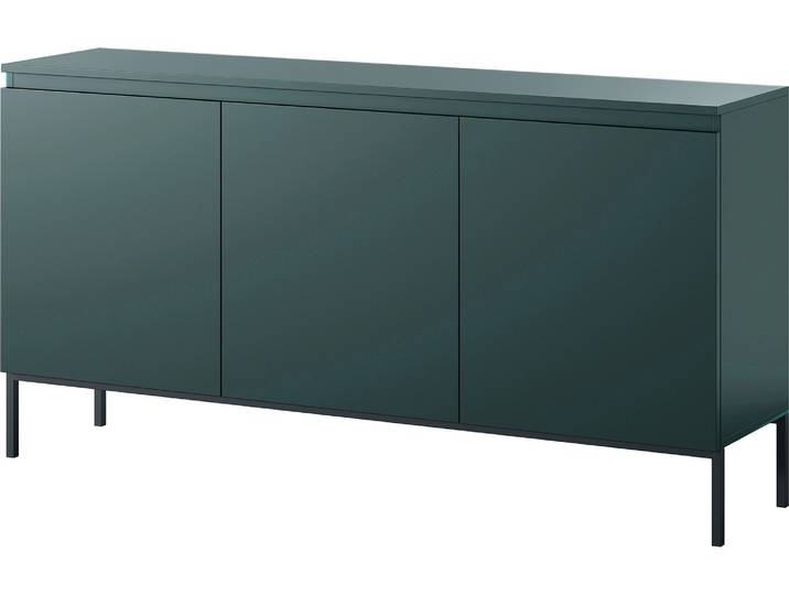 Selsey BEMMI - Commode à trois portes\, vert foncé avec pieds en métal\, 150 cm