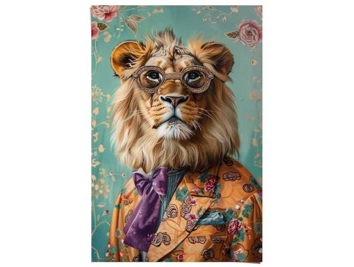 Poster, Dandy Lion Portrait, Wohnzimmer, Bilderdruckpapier, 91,5 x 61