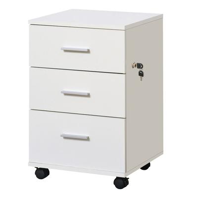 Vinsetto kleiner Aktenschrank 3 Schubladen abschließbar mobil vertikal Rollen 40 x 40 x 61,5 cm Weiß
