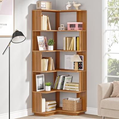 YUZHOU 6-Tier Corner Bookshelf and Bookcase, Modern Corner Shelves for Home Office, Living Room