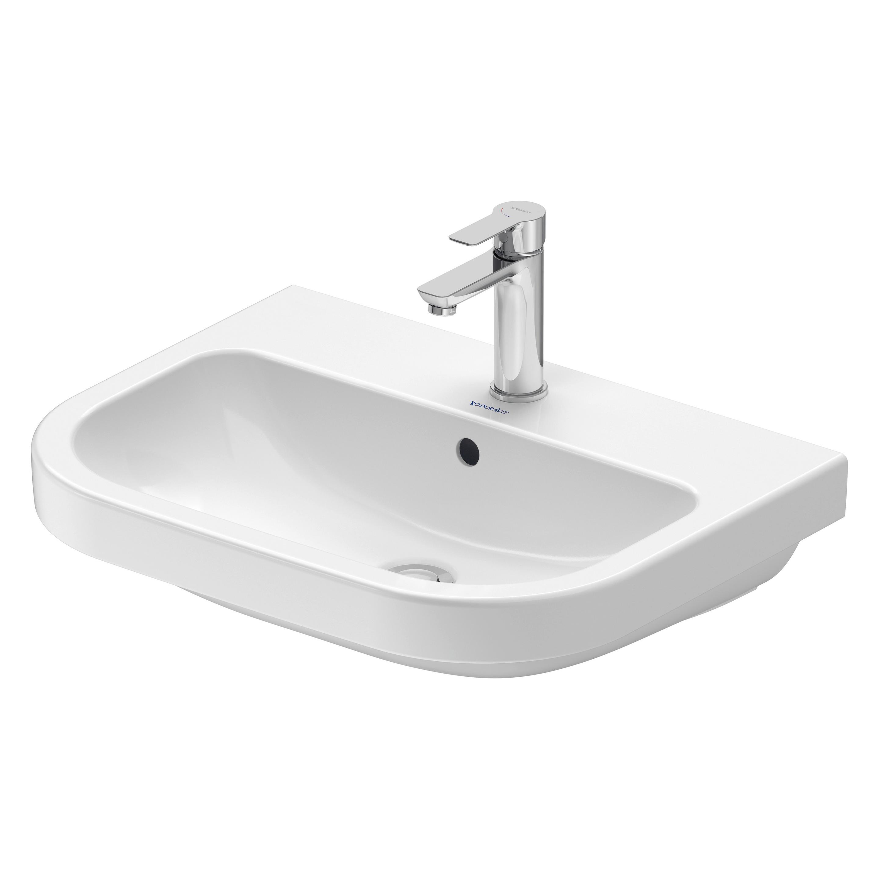 Duravit D-Code Waschtisch, mit Hahnloch, mit Überlauf, 600x460x165mm, Weiss Hochglanz (600 mm) (2398600000)