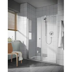 Kermi Duschdesign Schwingtür mit Festfeld IBIZA 2000, weiß, Breite 1700 mm, Höhe 1850 mm, Wanneneinbaumaß 1665-1700 mm