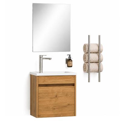 Waschtisch VCM "3tlg Gäste WC Waschplatz Waschtisch Hagolo Spiegel", honig, eiche, B:46cm T:26cm, Waschtische, Waschtisch