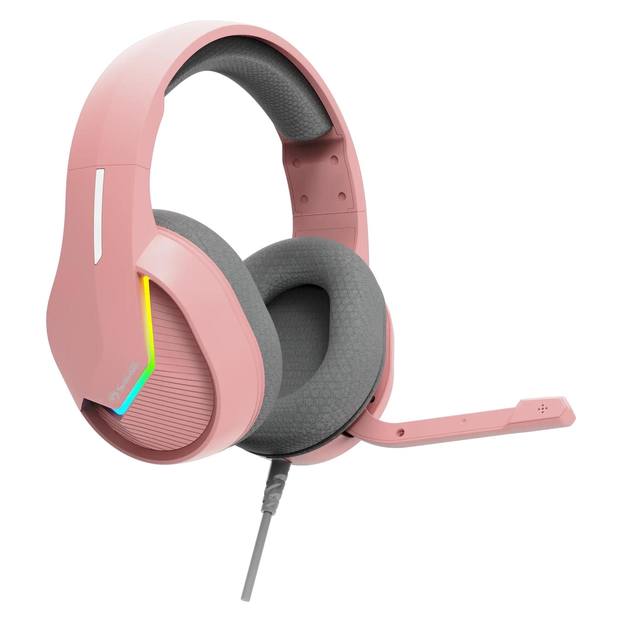 Marvo TACTIC 40 Kophörer mit Mikrofon, wire, rose, 2.0, unterbeleuchtet, USB (Kabelgebunden) (H8618 PK)