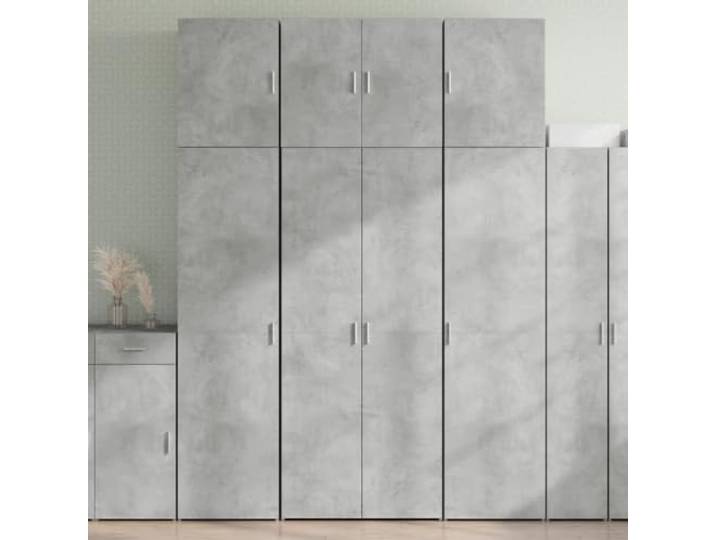 RJPLMFV Anrichte, hoch, betongrau, 80 x 42,5 x 249 cm, Holz, Technik Aufbewahrung mit Türen, Griffen, einfache Reinigung, Wandbefestigung im Lieferumfang enthalten