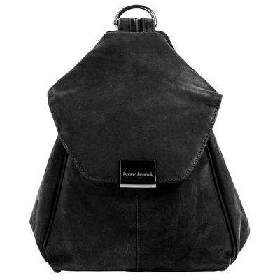Cityrucksack BRUNO BANANI "BRUNO BANANI Damen echt Leder", Damen, Gr. B/H/T: 25cm x 20cm x 9cm, onesize, schwarz, Leder, Rindsleder, unifarben, Rucksäcke Cityrucksack, echt Leder