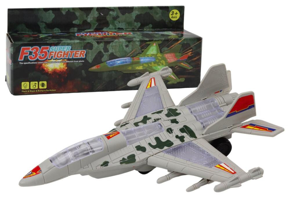 Leantoys Militaire gevechtsvliegtuig F35 Driving Lights grijs