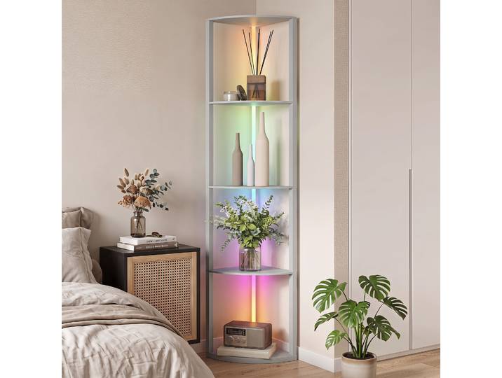 HOMCOM Lampadaire LED Dimmable 5 Niveaux avec Étagères RGB