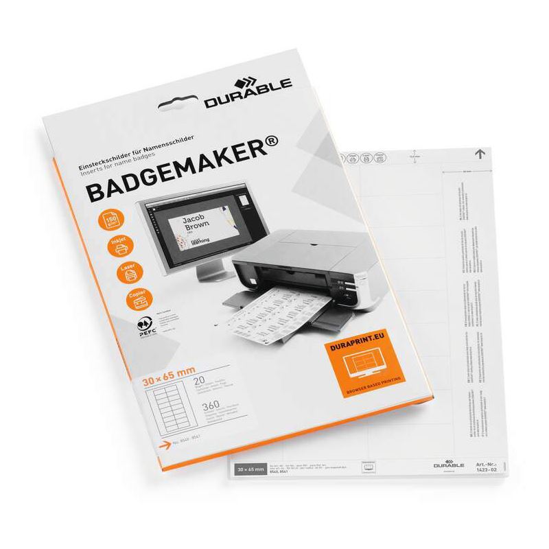 DURABLE Einsteckschilder für Namensschilder Badgemaker 6,5 x 3,0 cm, 360 St.