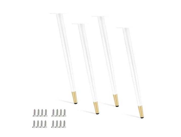 Verstellbare Tischbeine aus Metall 4 Stück Ersatz für Schreibtisch Stuhl Sofa Schrank Kommode Bett Anrichte 65 cm Möbel verbesserte Stabilität und Stil höhenverstellbar robuste(White/Gold,60cm)
