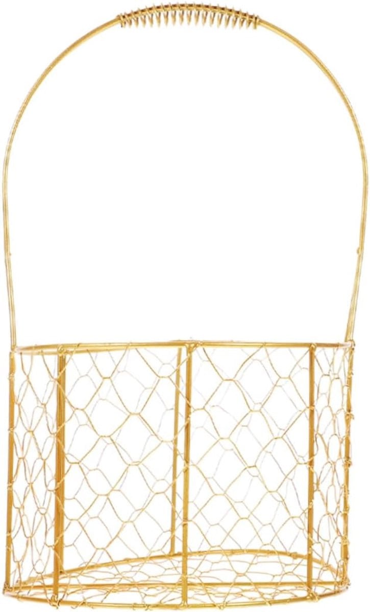 Gouden draadmand met handvat voor decoratie en opbergdoeleinden, Breedte: 32 cm