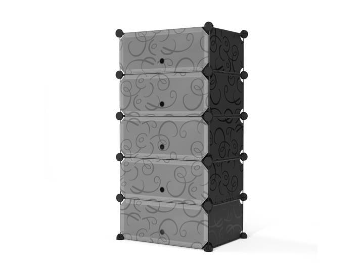 Schuhschrank Steckregal schwarz 5 Boxen