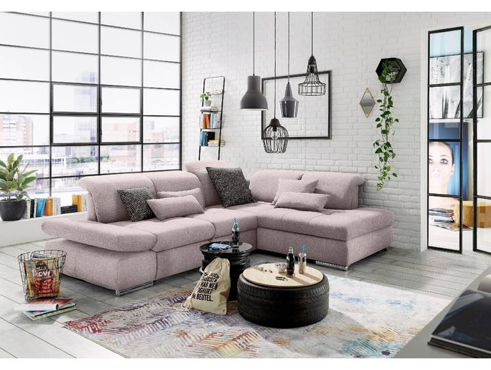 Ecksofa, Luxus-Microfaser, Steelgrau 291×226 cm, Mit Bettfunktion & Sitztiefenverstellung, Modern, Set One by Musterring