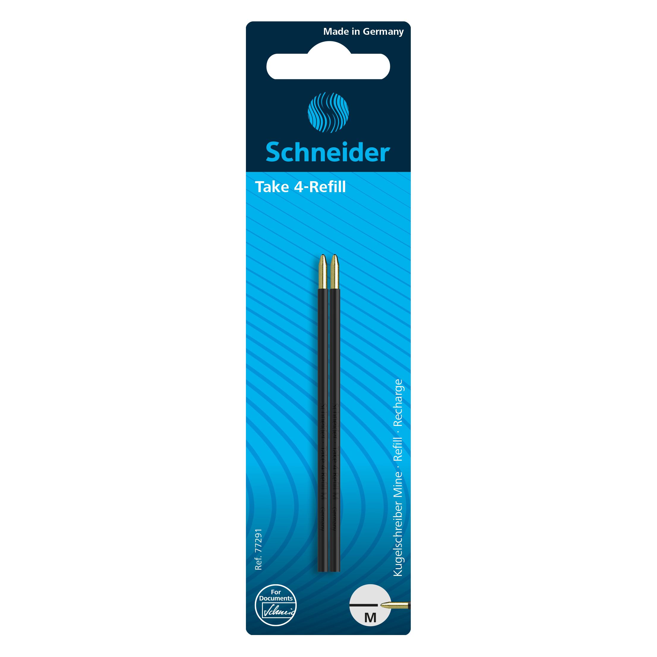Schneider Ersatz Vierfarbmine für Take 4 schwarz Strichstärke: M (Schwarz, 0.50 mm, 2 Stk.) (77291)