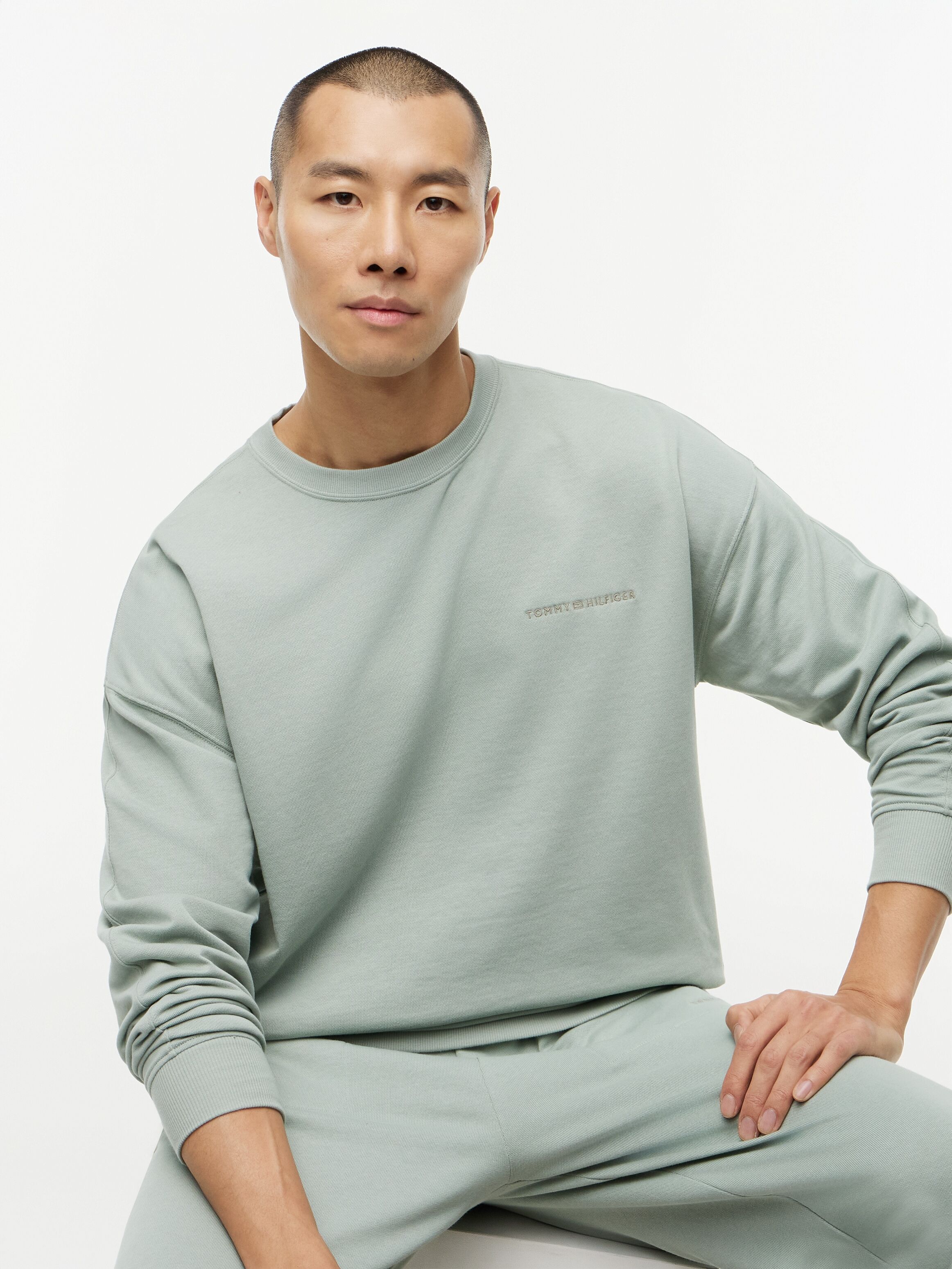 Sweatshirt, Herren, Gr. XL (54), grün (minty grau), Sweatware, Obermaterial: 82% Baumwolle, 18% Polyester, TOMMY HILFIGER UNDERWEAR, normal normal, Rundhals, Bündchen, Sweatshirts Sweatshirt minty grau XL (54)