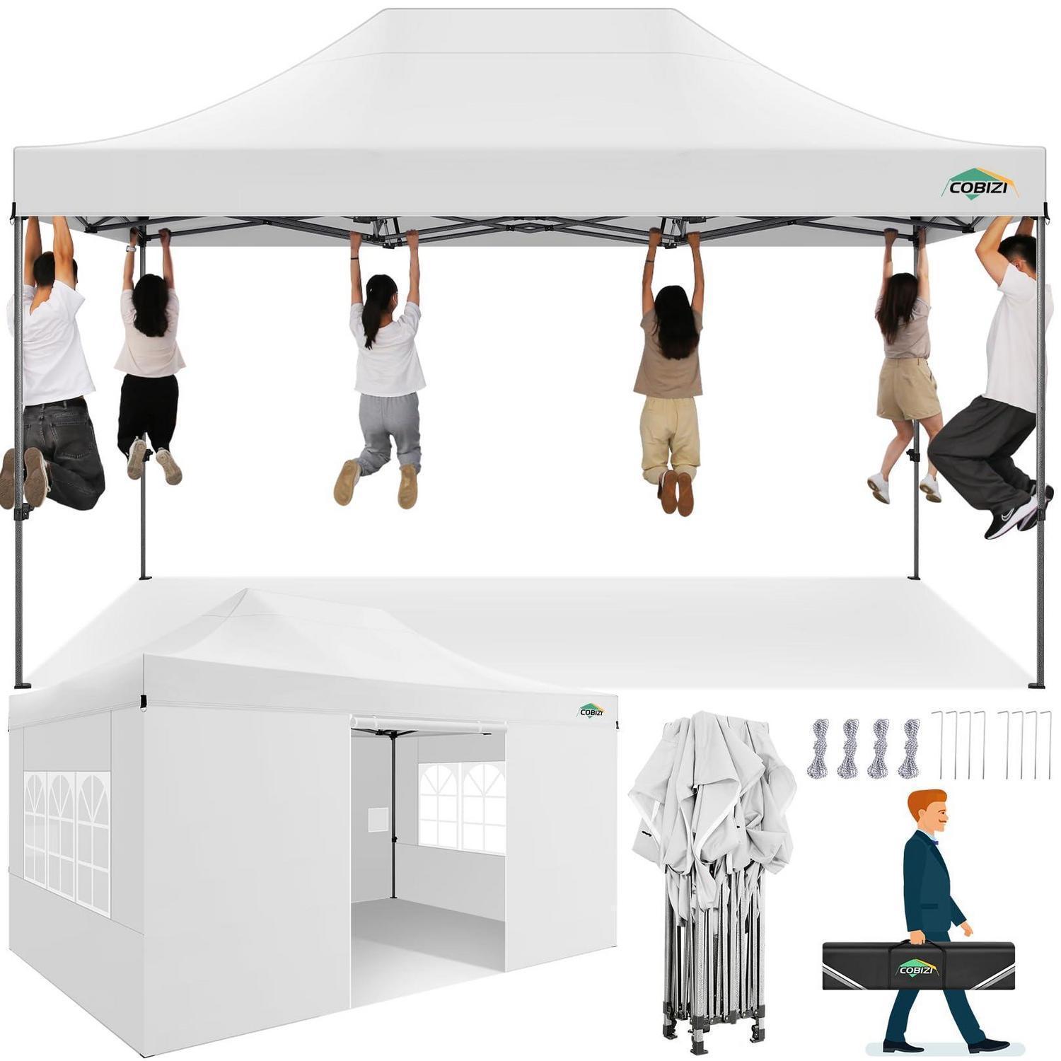 Faltpavillon 3x4,5m wasserdicht UV-Schutz 4 Seitenteile Weiß stabil Winterfest