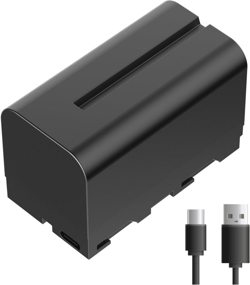 4400mAh Vervangende Batterij voor NP-F970 NP-F960 NP-F950 met USB-C Snellader voor LED-Lampen en Camera-Monitoren