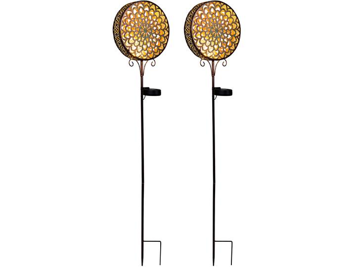 2er-Set Gartenstecker Solar Blume in Rostoptik, H 98 cm