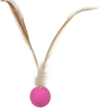Inspire Curations FeatherBounce Elastic Ball Cat Toy Interactive Chase & Pounce Fun purple