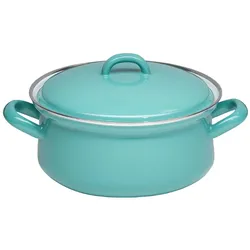 Kelomat Kasserolle mit Deckel Ø18cm 1,5 Liter Emaille Classic Nature Green, Pfanne + Kochtopf, Grün