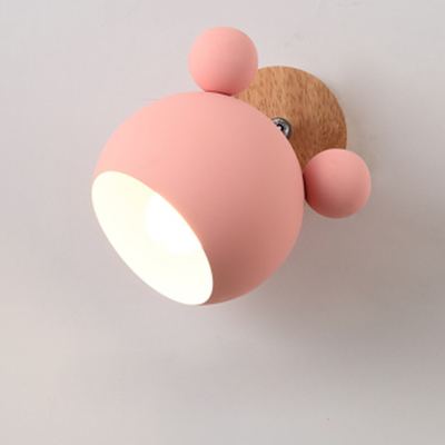 Friendly Fresh Finds Nordic Wooden Wall Lamp Kids Wall Light Cute Cartoon Bedroom Bedside Lamp pink