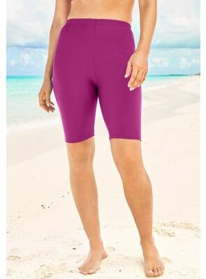 Plus Size Women's High-Waist Full-Coverage Swim Bike Short by Swim 365 in Fuchsia (Size 18) Swimsuit Bottoms