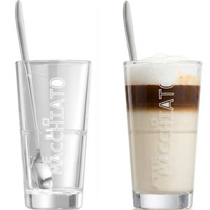 Ritzenhoff&Breker Kaffeegläser Lena, Set mit Löffel, Latte Macchiato, 350ml, 4-teilig