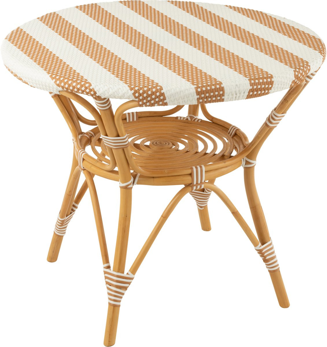 J-Line Live tafel in rotan en kunststof - naturel/wit