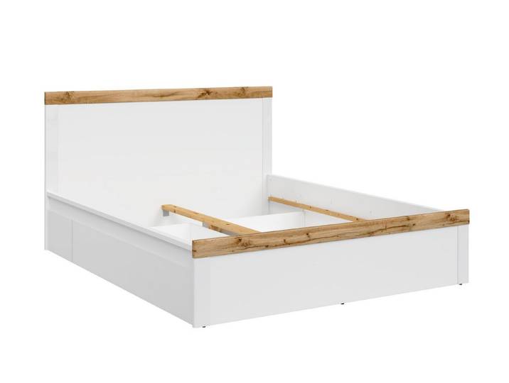 Feldmann-Wohnen Futonbett Holten (Ausführung mit 2 Bettschubladen, Hochglanz & Holz-Optik, 0-tlg., moderne Optik, Ausführung mit 2 Bettschubladen, Hochglanz & Holz-Optik), weiß Eiche Wotan Hochglanz Ausführung 160x200cm