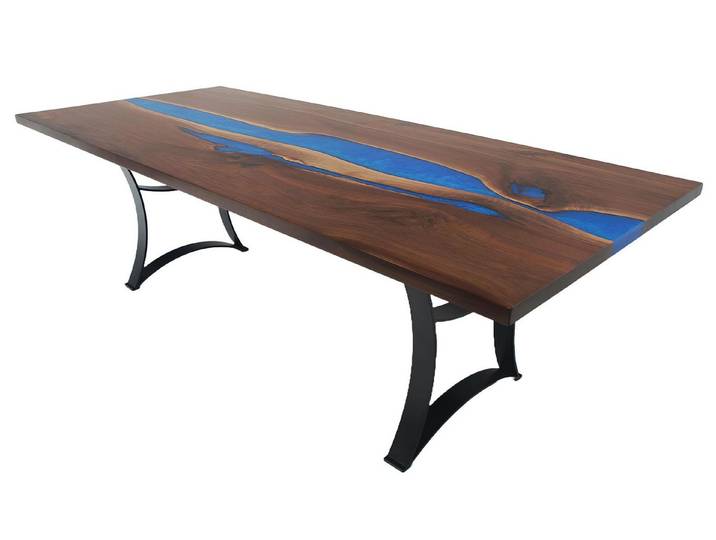 Xlmoebel Esstisch Flusstisch aus Holz mit Epoxidharz in Blau (Esstisch, 1-St., Esstisch), Hergestellt in Europa