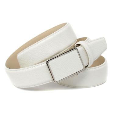 Ledergürtel ANTHONI CROWN, Herren, Gr. 100, weiß, Leder, unifarben, Gürtel Ledergürtel, mit tonalem Stitching, leicht bombiert