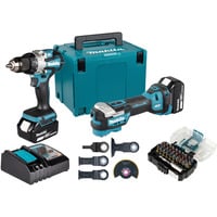 Akku-Kombo-Kit DLX2592JX1, 18Volt, Bohrschrauber blau/schwarz, 2x Akku 5,0Ah, Akku-Bohrschrauber, Multifunktionswerkzeug, 2x Zubehör-Set