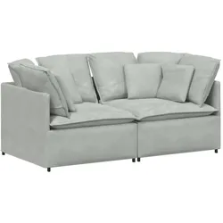 vidaXL Modulares Sofa mit Kissen Samt Hellgrau