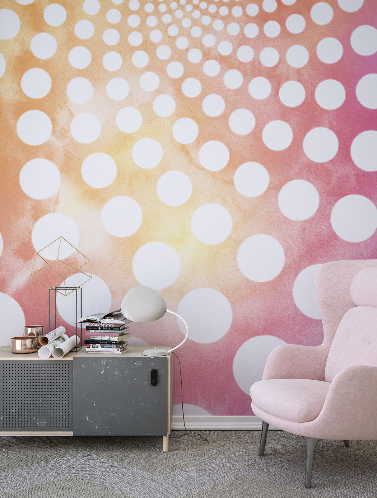 home24 Fotobehang Fibonacci Sunset Multicolour B: 250 cm, H: 250 cm