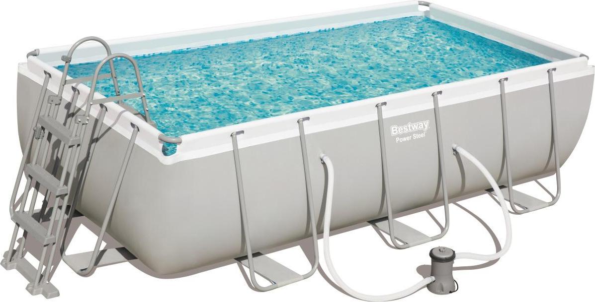 Bestway Power Steel 56441 Aufstellpool Gerahmter Pool Rechteckig 6478 l Blau, Grau